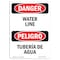 Signmission Safety Sign, OSHA Danger, 5" Height, Water Line, Bilingual Spanish OS-DS-D-35-VS-1606 - alternate 1